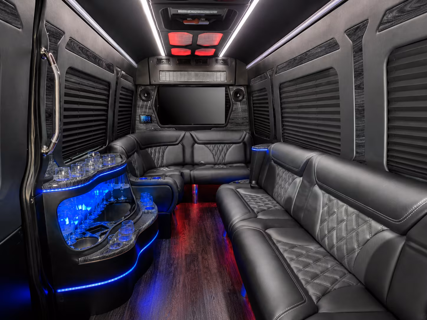 cambridge 15 passenger party bus interior