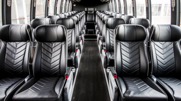 55 passenger charter bus inside brookline