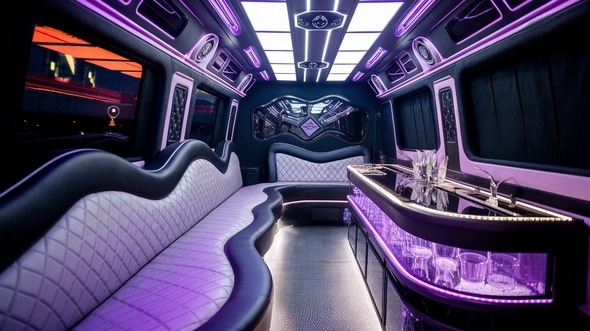 party bus rental interior brookline